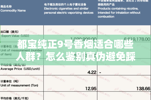 都宝纯正9号香烟适合哪些人群？怎么鉴别真伪避免踩坑？